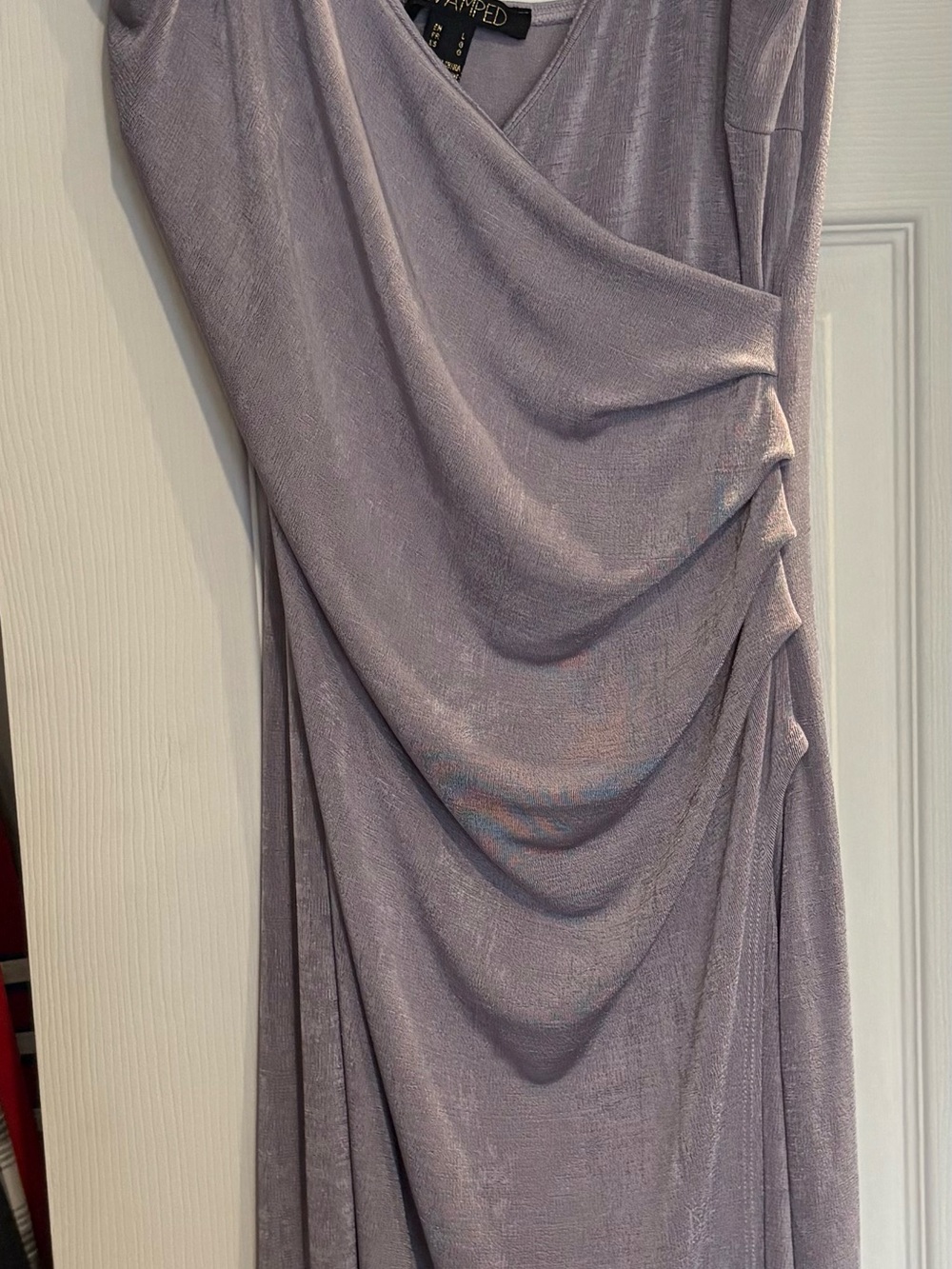 Revamped Lavender Shimmer Drape Maxi Skirt
